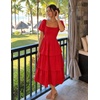 image:imageZESICA Womens Summer Short Puff Sleeve Flowy Tiered Midi DressRed