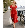image:imageZESICA Womens Summer Short Puff Sleeve Flowy Tiered Midi DressRed