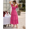 image:imageZESICA Womens Summer Short Puff Sleeve Flowy Tiered Midi DressRose