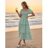 image:imageZESICA Womens Summer Short Puff Sleeve Flowy Tiered Midi DressSage