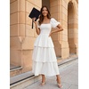 image:imageZESICA Womens Summer Short Puff Sleeve Flowy Tiered Midi DressWhite