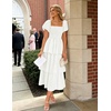 image:imageZESICA Womens Summer Short Puff Sleeve Flowy Tiered Midi DressWhite