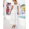 image:imageZESICA Womens Summer Short Puff Sleeve Flowy Tiered Midi DressWhite