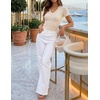 image:imageZESICA Womens Summer Short Sleeve Lace V Neck Tops Fitted Cute Work ShirtsApricot