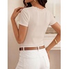 image:imageZESICA Womens Summer Short Sleeve Lace V Neck Tops Fitted Cute Work ShirtsApricot
