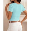 image:imageZESICA Womens Summer Short Sleeve Lace V Neck Tops Fitted Cute Work ShirtsAqua Blue