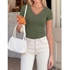 image:imageZESICA Womens Summer Short Sleeve Lace V Neck Tops Fitted Cute Work ShirtsArmy Green