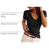 image:imageZESICA Womens Summer Short Sleeve Lace V Neck Tops Fitted Cute Work ShirtsBlack