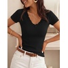 image:imageZESICA Womens Summer Short Sleeve Lace V Neck Tops Fitted Cute Work ShirtsBlack