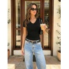 image:imageZESICA Womens Summer Short Sleeve Lace V Neck Tops Fitted Cute Work ShirtsBlack