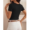 image:imageZESICA Womens Summer Short Sleeve Lace V Neck Tops Fitted Cute Work ShirtsBlack