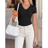image:imageZESICA Womens Summer Short Sleeve Lace V Neck Tops Fitted Cute Work ShirtsBlack