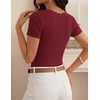 image:imageZESICA Womens Summer Short Sleeve Lace V Neck Tops Fitted Cute Work ShirtsBurgundy