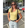 image:imageZESICA Womens Summer Short Sleeve Lace V Neck Tops Fitted Cute Work ShirtsButter Yellow