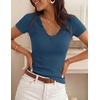 image:imageZESICA Womens Summer Short Sleeve Lace V Neck Tops Fitted Cute Work ShirtsDusty Blue