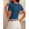image:imageZESICA Womens Summer Short Sleeve Lace V Neck Tops Fitted Cute Work ShirtsDusty Blue