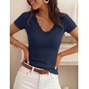 image:imageZESICA Womens Summer Short Sleeve Lace V Neck Tops Fitted Cute Work ShirtsNavy