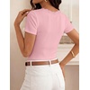 image:imageZESICA Womens Summer Short Sleeve Lace V Neck Tops Fitted Cute Work ShirtsPink