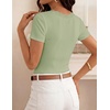 image:imageZESICA Womens Summer Short Sleeve Lace V Neck Tops Fitted Cute Work ShirtsSage