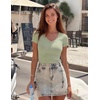 image:imageZESICA Womens Summer Short Sleeve Lace V Neck Tops Fitted Cute Work ShirtsSage