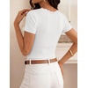 image:imageZESICA Womens Summer Short Sleeve Lace V Neck Tops Fitted Cute Work ShirtsWhite