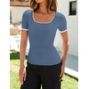 image:imageZESICA Womens Summer Short Sleeve Square Neck Business TopsDustyblue