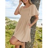 image:imageZESICA Womens Summer Short Sleeve Square Neck Smocked Mini DressApricot
