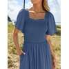image:imageZESICA Womens Summer Short Sleeve Square Neck Smocked Mini DressDustyblue