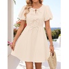 image:imageZESICA Womens Summer Short Sleeve Tie Front Mini DressApricot