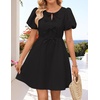 image:imageZESICA Womens Summer Short Sleeve Tie Front Mini DressBlack