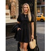 image:imageZESICA Womens Summer Short Sleeve Tie Front Mini DressBlack