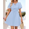 image:imageZESICA Womens Summer Short Sleeve Tie Front Mini DressBlue