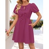 image:imageZESICA Womens Summer Short Sleeve Tie Front Mini DressEggplant