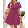image:imageZESICA Womens Summer Short Sleeve Tie Front Mini DressEggplant