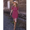 image:imageZESICA Womens Summer Short Sleeve Tie Front Mini DressEggplant