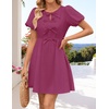 image:imageZESICA Womens Summer Short Sleeve Tie Front Mini DressEggplant