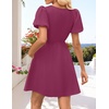 image:imageZESICA Womens Summer Short Sleeve Tie Front Mini DressEggplant