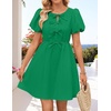 image:imageZESICA Womens Summer Short Sleeve Tie Front Mini DressGreen