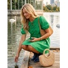 image:imageZESICA Womens Summer Short Sleeve Tie Front Mini DressGreen