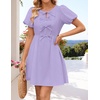 image:imageZESICA Womens Summer Short Sleeve Tie Front Mini DressLightpurple