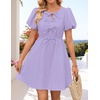 image:imageZESICA Womens Summer Short Sleeve Tie Front Mini DressLightpurple