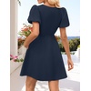 image:imageZESICA Womens Summer Short Sleeve Tie Front Mini DressNavy