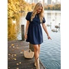 image:imageZESICA Womens Summer Short Sleeve Tie Front Mini DressNavy