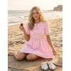 image:imageZESICA Womens Summer Short Sleeve Tie Front Mini DressPink