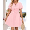 image:imageZESICA Womens Summer Short Sleeve Tie Front Mini DressPink