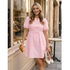 image:imageZESICA Womens Summer Short Sleeve Tie Front Mini DressPink
