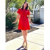 image:imageZESICA Womens Summer Short Sleeve Tie Front Mini DressRed