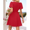 image:imageZESICA Womens Summer Short Sleeve Tie Front Mini DressRed