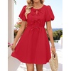 image:imageZESICA Womens Summer Short Sleeve Tie Front Mini DressRed