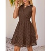 image:imageZESICA Womens Summer Sleeveless Hollow Out Mini DressesCoffee